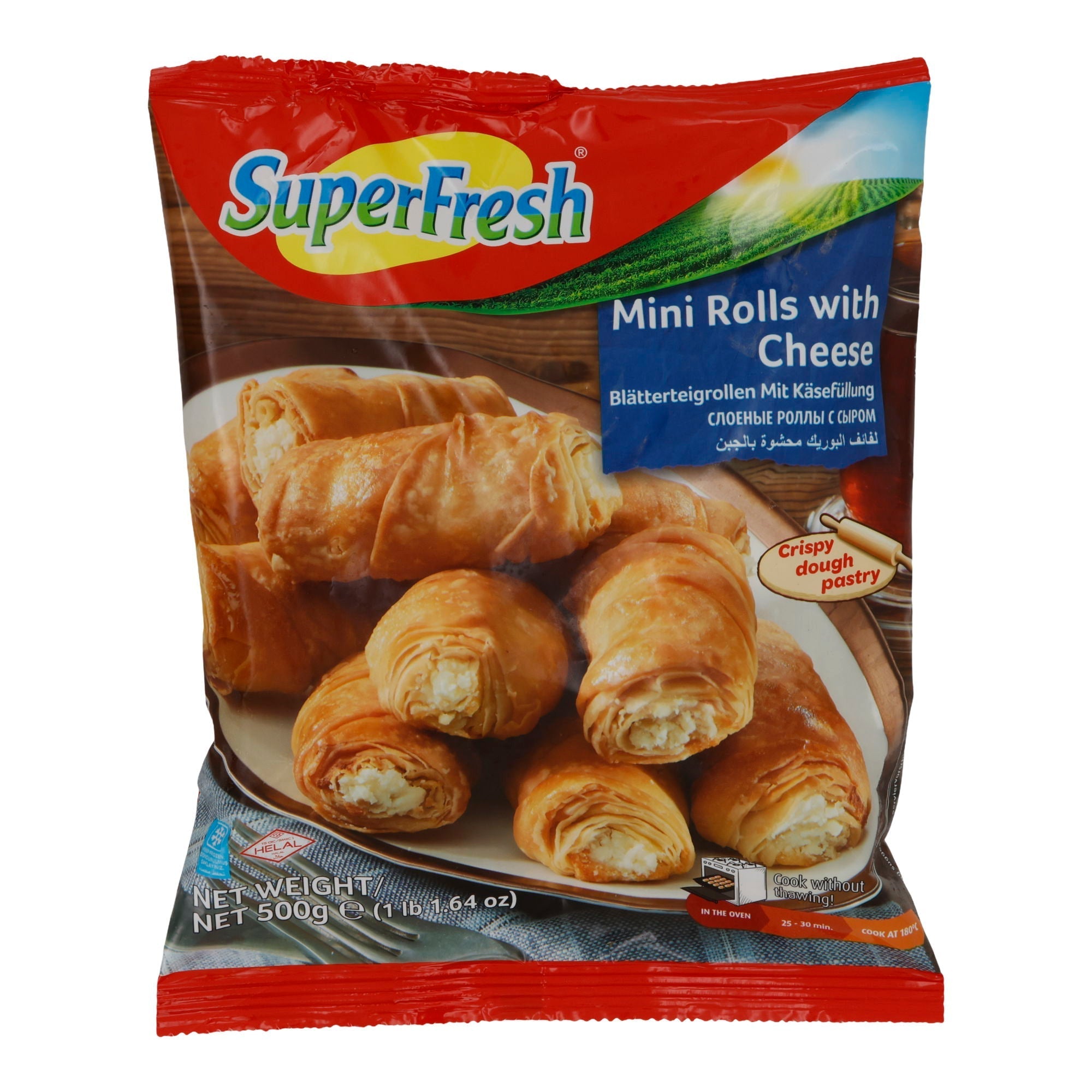 Mini Rolls SuperFresh | mit Käse | Blätterteigrollen tiefgekühlt | 500 g SUPERFRESH